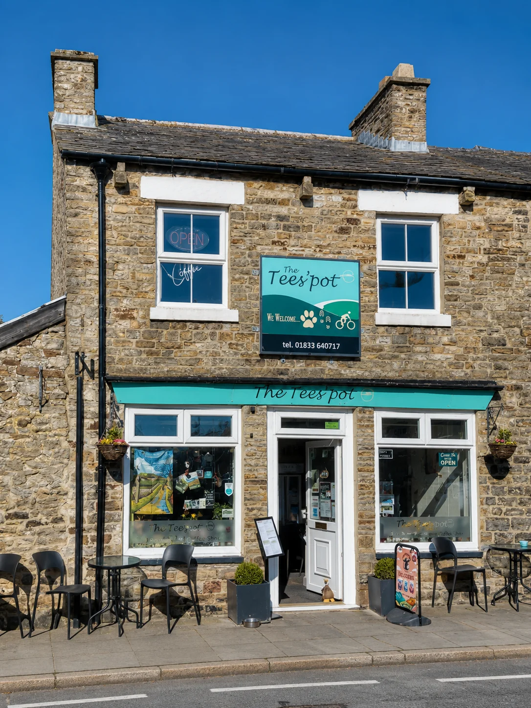 The Tees'pot stone shopfront on Bridge Street